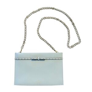 Kate Spade Elliott Street Mini Sima Leather Bow Shimmer Blue Chain Crossbody Bag